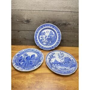 Spode Blue Room Collection 10.5” Dinner Plates - Willow, Caramanian, Rome ~3 Pc
